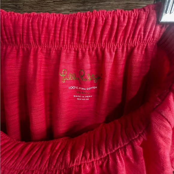 Lilly Pulitzer Pima Cotton Ruffled Halter Tube Top Coral Pink Blouse - Picture 7 of 8